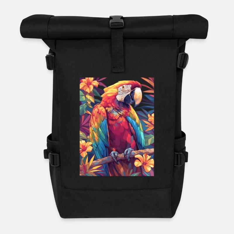 Papageie Papagei - Rolltop Rucksack - Schwarz