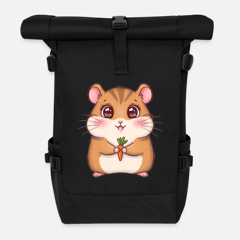 Tier Cartoon Hamster - Rolltop Rucksack - Schwarz