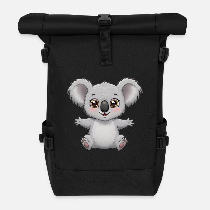 Tier Cartoon Koala - Rolltop Rucksack - Schwarz