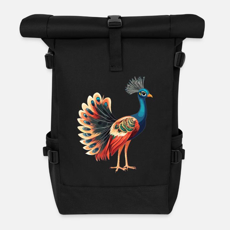 Pfaue Pfau - Rolltop Rucksack - Schwarz
