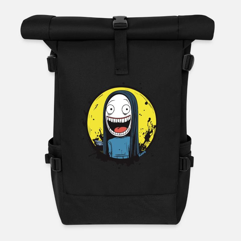 Durchgeknallte Figur mit langem Haar - Rolltop Rucksack - Schwarz