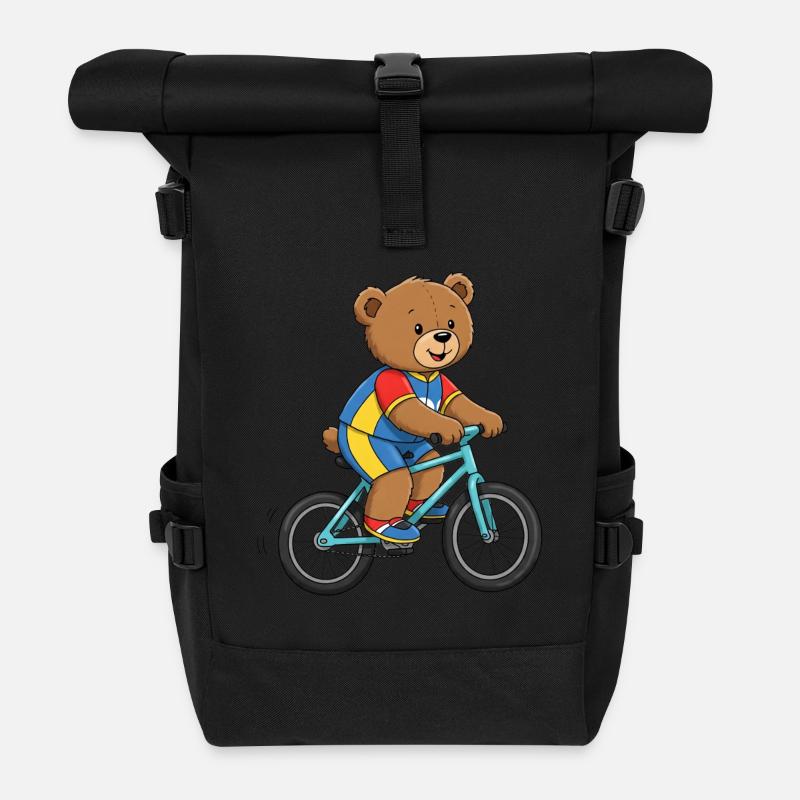 Teddybär Radsportler - Rolltop Rucksack - Schwarz