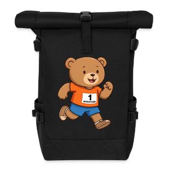 Ours en peluche marathonien - Sac à dos roll top - noir - Devant