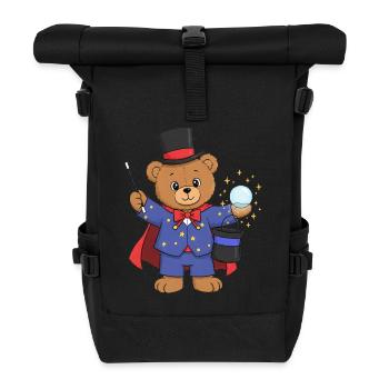 Teddybär Zauberer - Rolltop Rucksack - Schwarz - Vorne