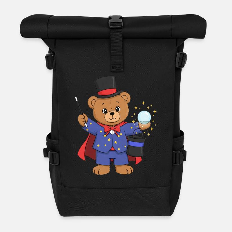 Teddybär Zauberer - Rolltop Rucksack - Schwarz