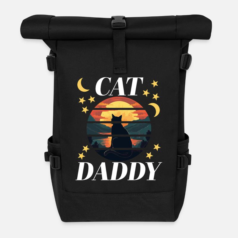 cat1 Artboard 1 - Roll Top Backpack - black