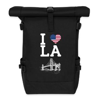 I Love LA Golden Gate Bridge Cool Heart Flag Wortspiel - Rolltop Rucksack - Schwarz - Vorne