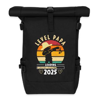 Level Complete Papa 2025 Loading Werdender Papa - Rolltop Rucksack - Schwarz - Vorne