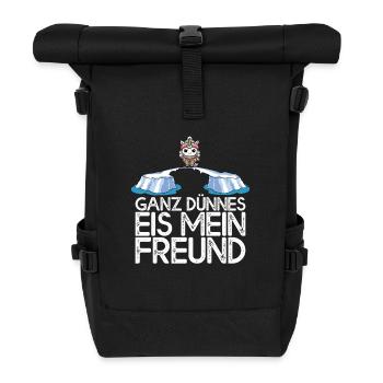 Ganz dünnes Eis mein Freund Einhorn auf Eisscholle - Rolltop Rucksack - Schwarz - Vorne