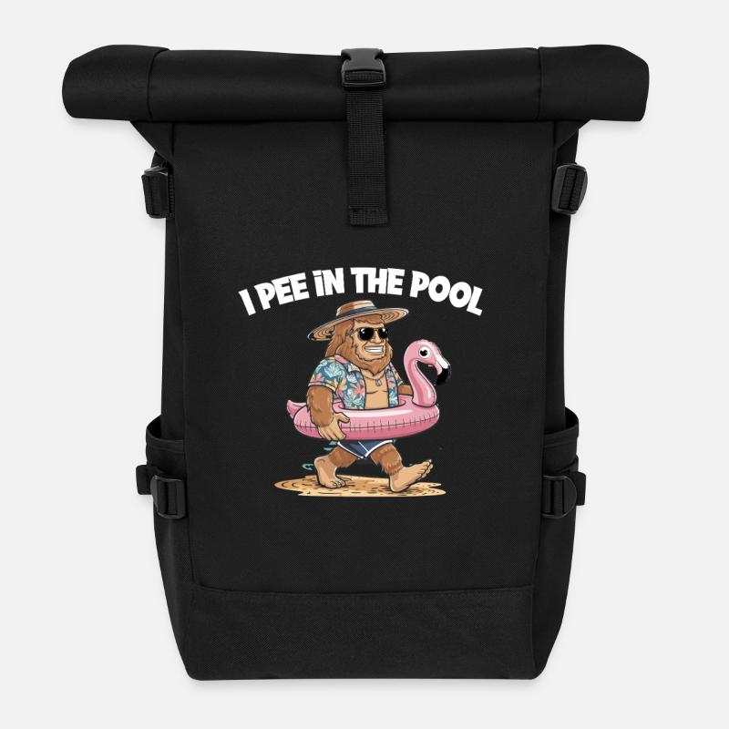 Pool Lustiger Bigfoot Sommer - Rolltop Rucksack - Schwarz