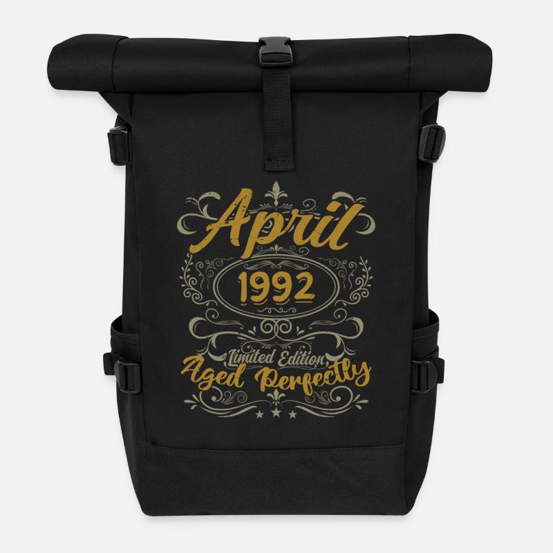 April 1992 Geburtstagsgeschenk April 1992 - Rolltop Rucksack - Schwarz