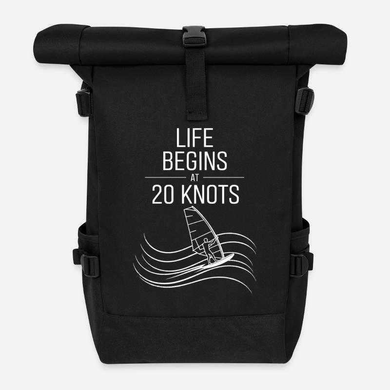 Windsurfing Life Begins At 20 Knots Windsurfer - Rolltop Rucksack - Schwarz