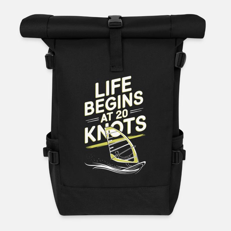 Windsurfing Life Begins At 20 Knots Windsurfer - Rolltop Rucksack - Schwarz