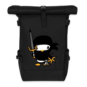 Vogel Ninja Kämpfer Assassin Schwert Ninjastern - Rolltop Rucksack - Schwarz - Vorne