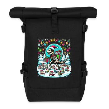 Katze Armee Skelett Dino Weihnachten T-Rex - Rolltop Rucksack - Schwarz - Vorne