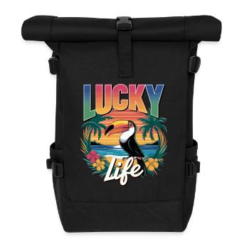 Lucky Life Tropical Paradise Vibes - Roll Top Backpack - black - Front