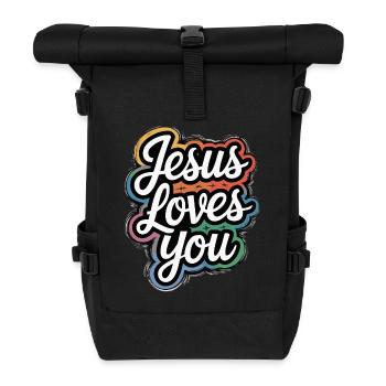 Jesus loves you - Gott liebt Dich! - Rolltop Rucksack - Schwarz - Vorne