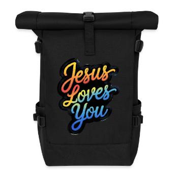 Jesus loves you - Gott liebt Dich! - Rolltop Rucksack - Schwarz - Vorne