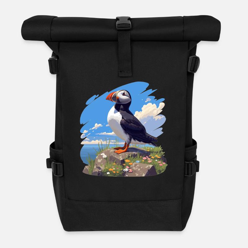 Papageientaucher - Rolltop Rucksack - Schwarz