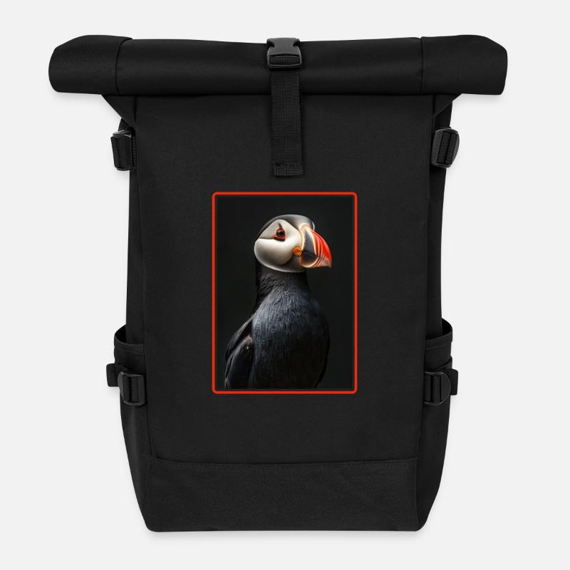 Papageientaucher - Rolltop Rucksack - Schwarz