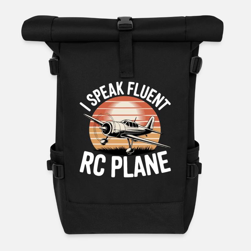 Ich spreche fließend rc Flugzeug Flugzeug Pilot Luftfahrt - Rolltop Rucksack - Schwarz