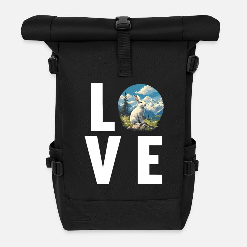 Hasen Hase - Rolltop Rucksack - Schwarz