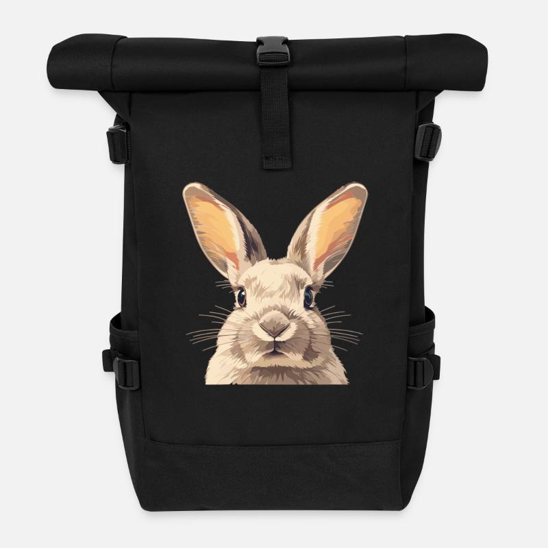 Hasen Hase - Rolltop Rucksack - Schwarz