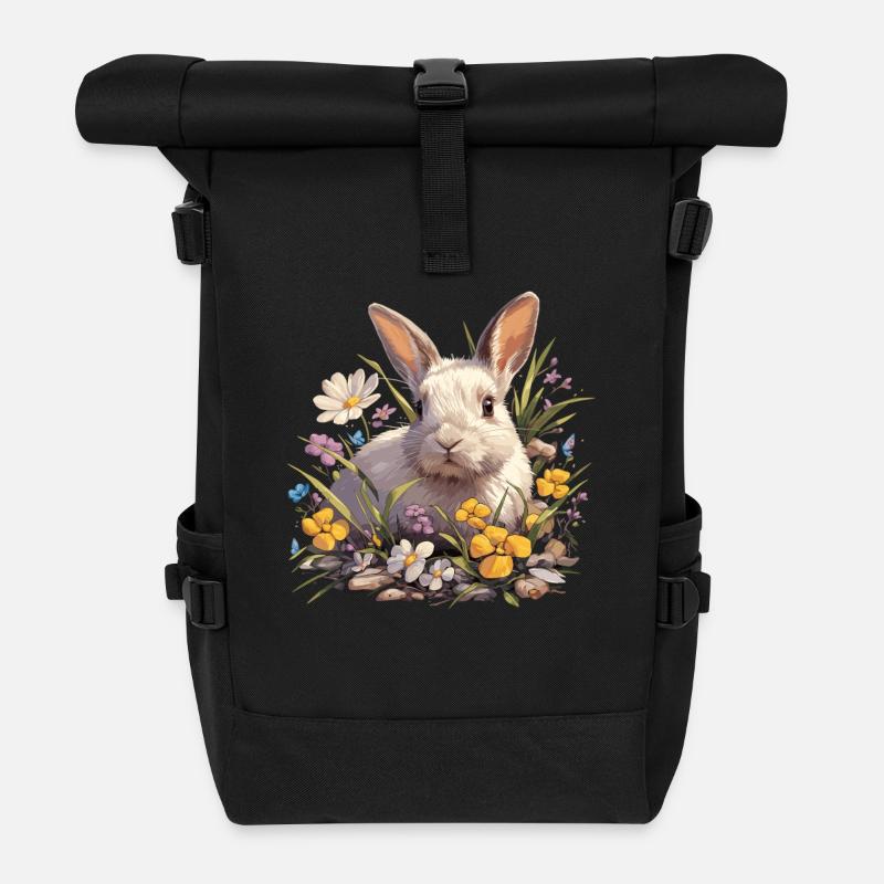 Hasen Hase - Rolltop Rucksack - Schwarz