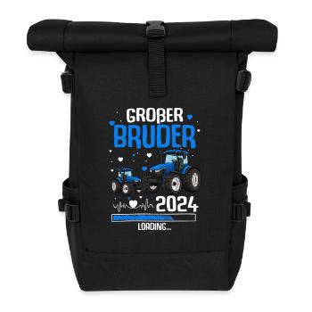 Großer Bruder 2024 Baby Traktor Landwirt - Rolltop Rucksack - Schwarz - Vorne