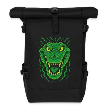 Angry lizard head in neon style - Roll Top Backpack - black - Front