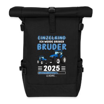 Ich Werde Großer Bruder 2025 Traktor - Rolltop Rucksack - Schwarz - Vorne