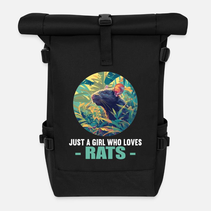 Ratten Ratte - Rolltop Rucksack - Schwarz