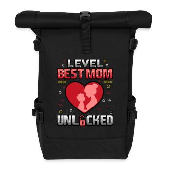Level Beste Mutter freigeschaltet - Rolltop Rucksack - Schwarz - Vorne