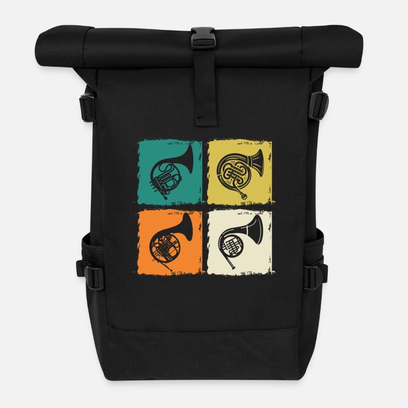 Hornist Waldhorn - Rolltop Rucksack - Schwarz