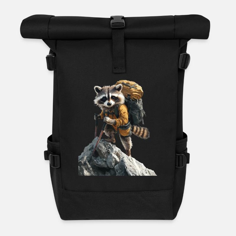 Waschbär - Rolltop Rucksack - Schwarz