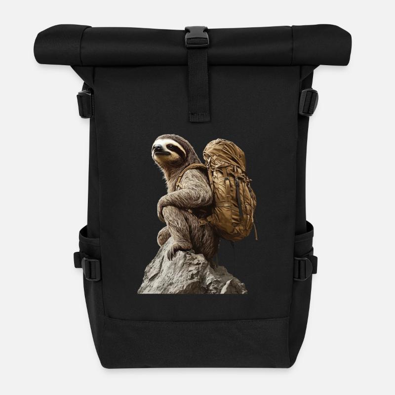 Faultier - Rolltop Rucksack - Schwarz