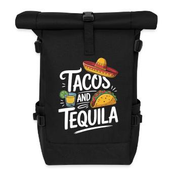 Lustiges Tacos & Tequila Shirt - Rolltop Rucksack - Schwarz - Vorne