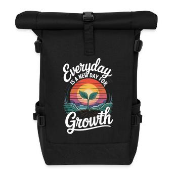 Jeder Tag bringt neues Wachstum - Rolltop Rucksack - Schwarz - Vorne
