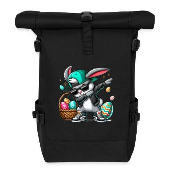 Stylish bunny with Easter basket - Roll Top Backpack - black - Front