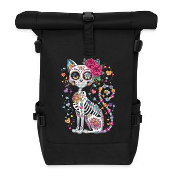 Chat Crâne de Sucre – Día de los Muertos - Sac à dos roll top - noir - Devant