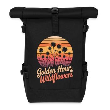 Wildflowers & Sunset - Roll Top Backpack - black - Front