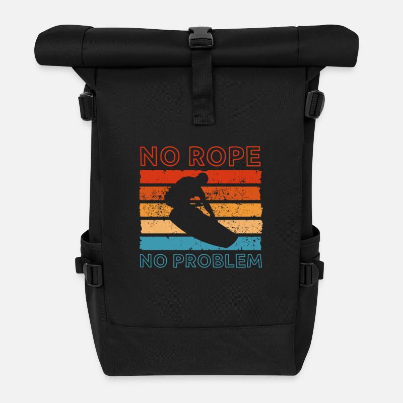 Wakeboard Wakeboarder Wakeboard Cadeau - Sac à dos roll top - noir