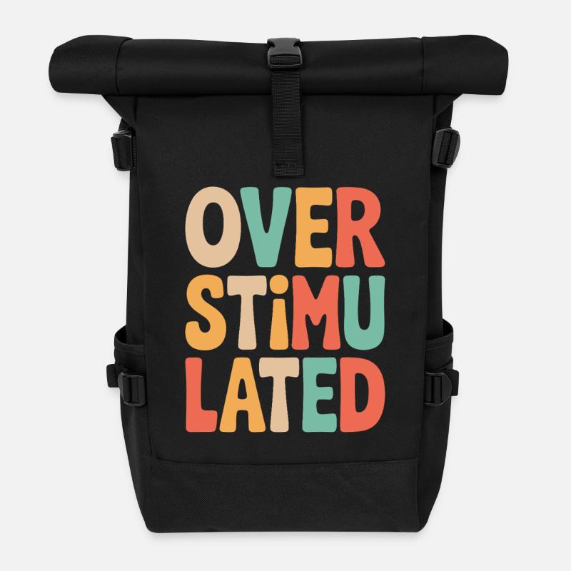 Neurodivergent Overstimulated - Rolltop Rucksack - Schwarz