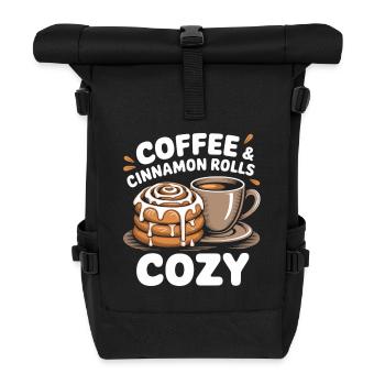 Breakfast Love – Coffee & Cinnamon Rolls - Roll Top Backpack - black - Front