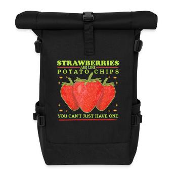 Erdbeeren Strawberry Erdbeere Geschenke - Rolltop Rucksack - Schwarz - Vorne