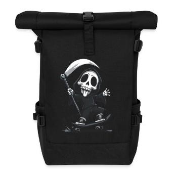 Skate or Die – Sensenmann auf einem Skateboard - Rolltop Rucksack - Schwarz - Vorne