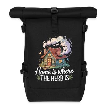 Kifferhaus mit Spruch - Rolltop Rucksack - Schwarz - Vorne