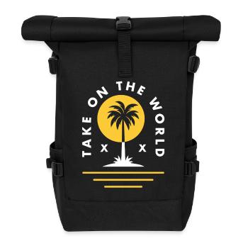 Nehmen Sie es mit der Welt auf - Rolltop Rucksack - Schwarz - Vorne