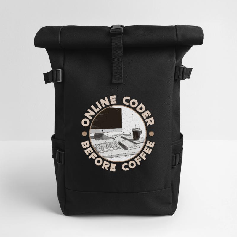 Online Coder Before Coffee Developer Coffee Lover Rolltop Rucksack