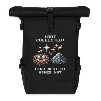 Ramonage butin Nid d’oiseau Cendre Pixel Art - Sac à dos roll top - noir - Devant